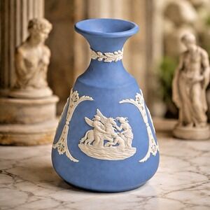 Wedgwood Blue Jasperware Mini Vase Greek Mythology Neoclassical England